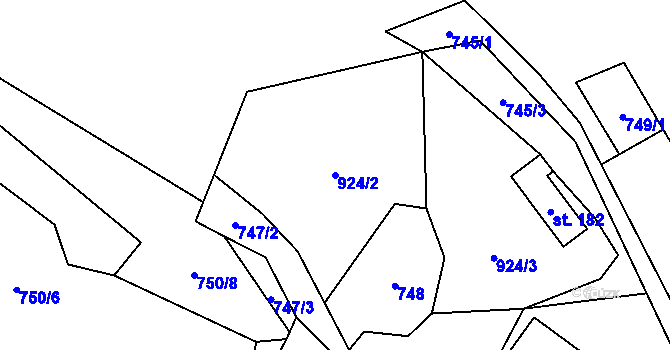 Parcela st. 924/2 v KÚ Syřenov, Katastrální mapa