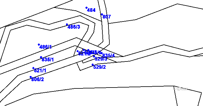 Parcela st. 835/4 v KÚ Syřenov, Katastrální mapa