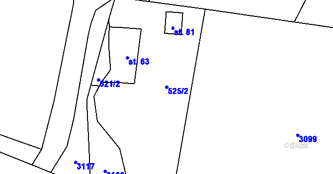 Parcela st. 525/2 v KÚ Žďár u Kumburku, Katastrální mapa
