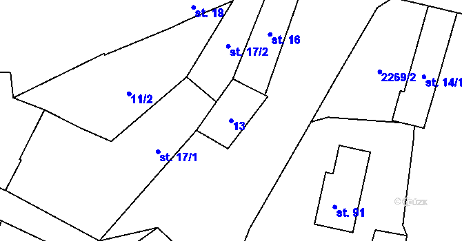 Parcela st. 13 v KÚ Lhota u Stříbra, Katastrální mapa