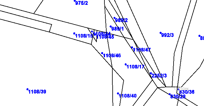 Parcela st. 1108/46 v KÚ Lhota u Stříbra, Katastrální mapa