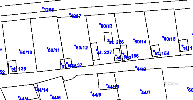 Parcela st. 227 v KÚ Sytno, Katastrální mapa
