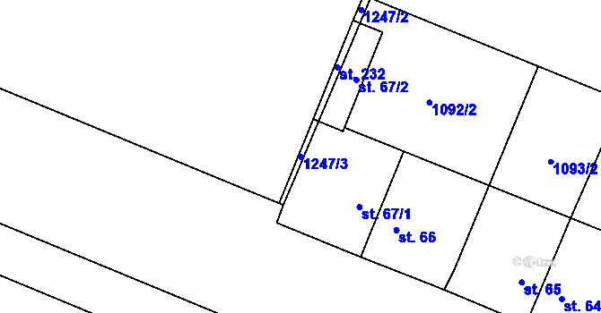 Parcela st. 1247/3 v KÚ Sytno, Katastrální mapa