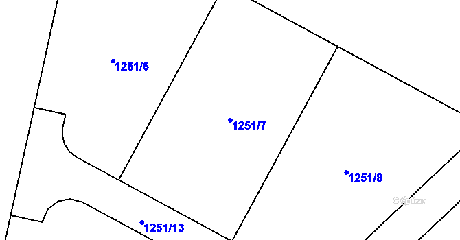 Parcela st. 1251/7 v KÚ Sytno, Katastrální mapa