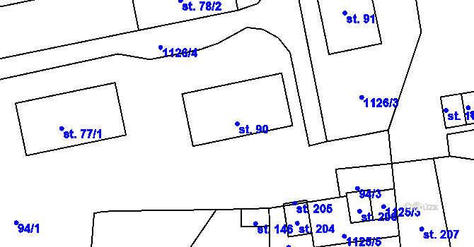 Parcela st. 90 v KÚ Sytno, Katastrální mapa
