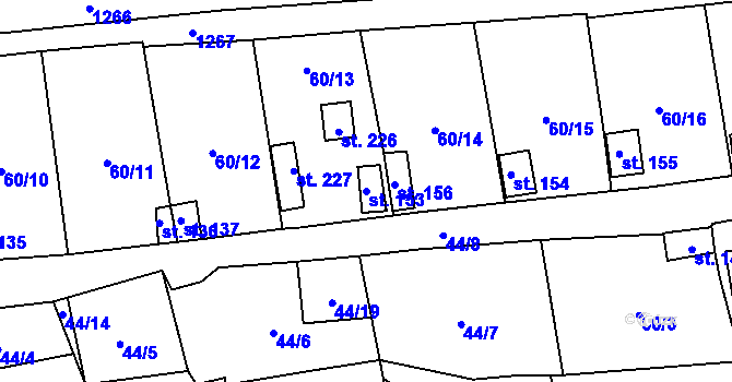 Parcela st. 153 v KÚ Sytno, Katastrální mapa