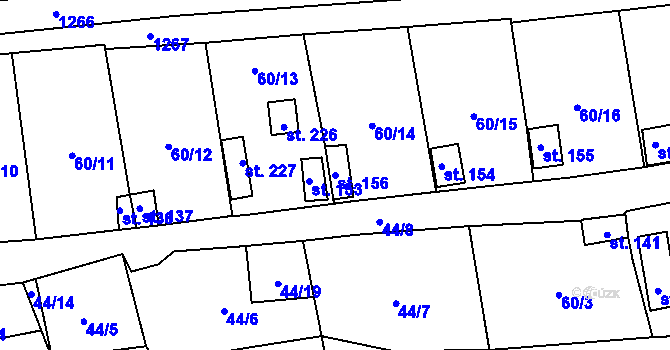 Parcela st. 156 v KÚ Sytno, Katastrální mapa
