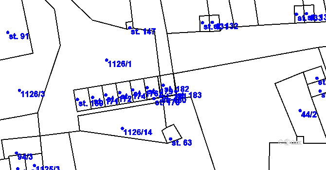 Parcela st. 182 v KÚ Sytno, Katastrální mapa