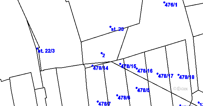 Parcela st. 2 v KÚ Sytno, Katastrální mapa