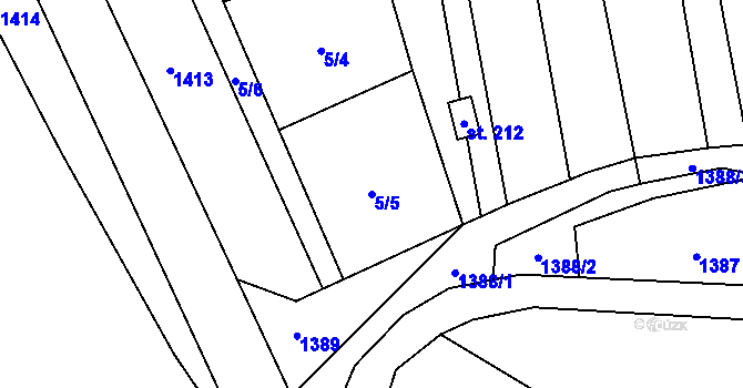 Parcela st. 5/5 v KÚ Sytno, Katastrální mapa