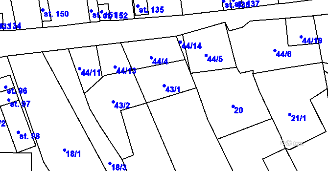 Parcela st. 43/1 v KÚ Sytno, Katastrální mapa
