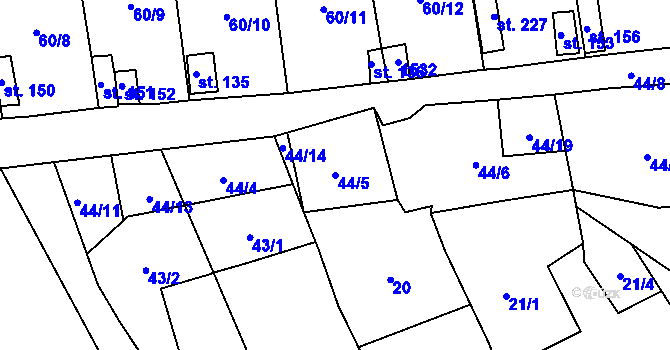 Parcela st. 44/5 v KÚ Sytno, Katastrální mapa