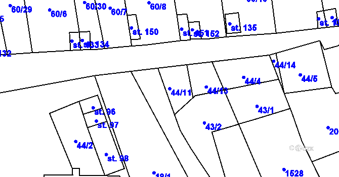 Parcela st. 44/11 v KÚ Sytno, Katastrální mapa