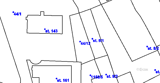 Parcela st. 44/12 v KÚ Sytno, Katastrální mapa