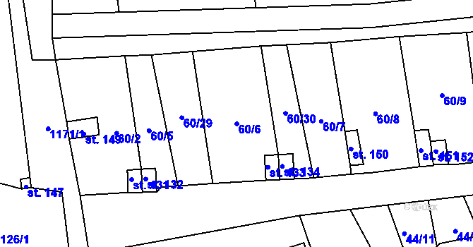 Parcela st. 60/6 v KÚ Sytno, Katastrální mapa