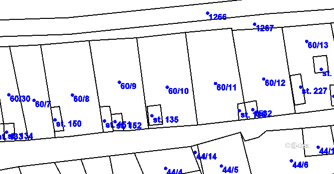 Parcela st. 60/10 v KÚ Sytno, Katastrální mapa
