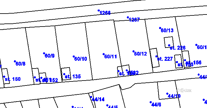 Parcela st. 60/11 v KÚ Sytno, Katastrální mapa