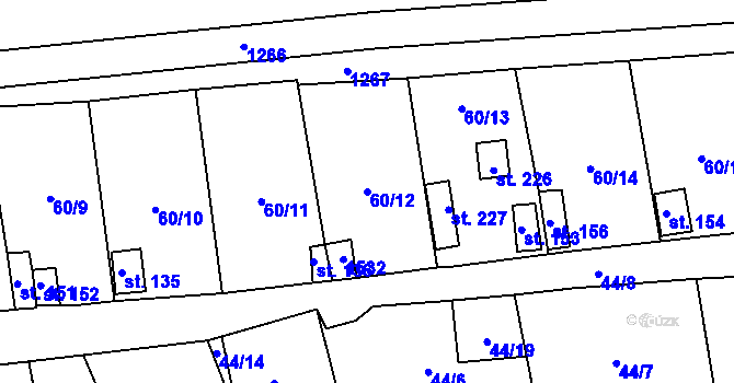 Parcela st. 60/12 v KÚ Sytno, Katastrální mapa