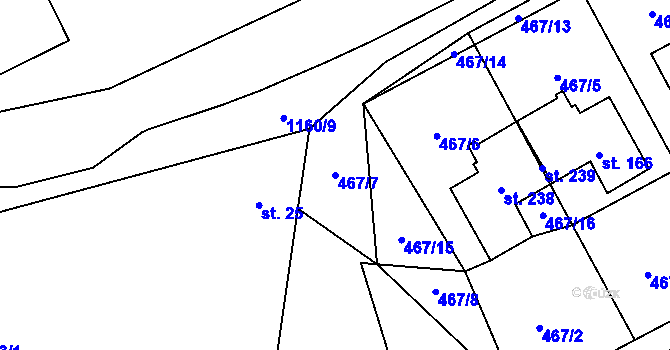 Parcela st. 467/7 v KÚ Sytno, Katastrální mapa