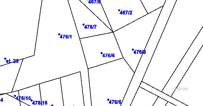 Parcela st. 476/6 v KÚ Sytno, Katastrální mapa