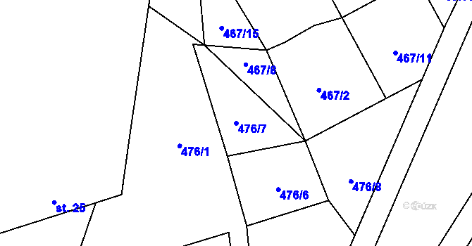 Parcela st. 476/7 v KÚ Sytno, Katastrální mapa