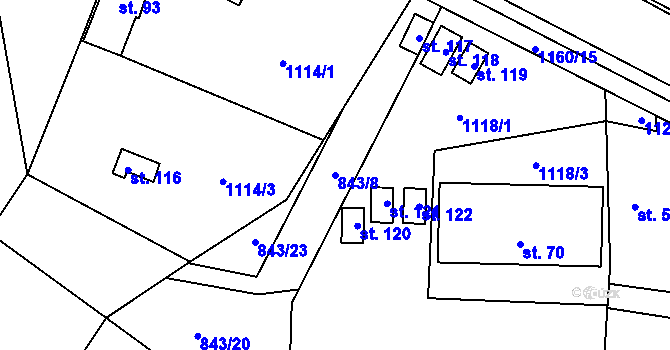 Parcela st. 843/8 v KÚ Sytno, Katastrální mapa