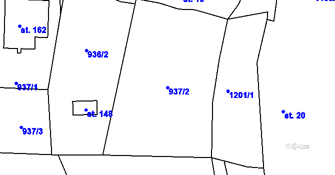 Parcela st. 937/2 v KÚ Sytno, Katastrální mapa