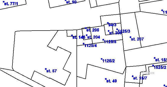 Parcela st. 1125/4 v KÚ Sytno, Katastrální mapa