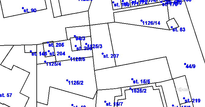 Parcela st. 207 v KÚ Sytno, Katastrální mapa