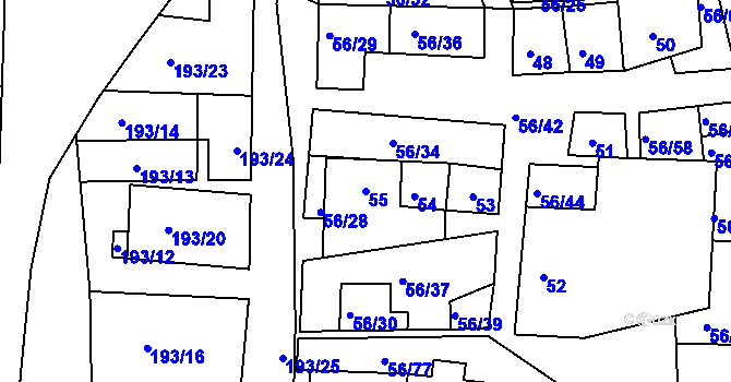 Parcela st. 55 v KÚ Šafov, Katastrální mapa