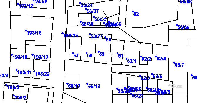 Parcela st. 59 v KÚ Šafov, Katastrální mapa