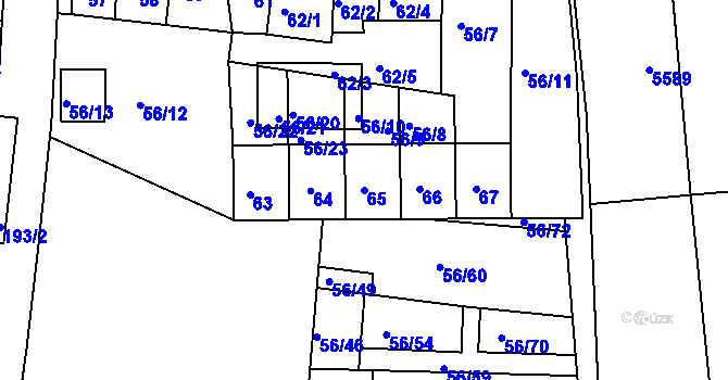 Parcela st. 65 v KÚ Šafov, Katastrální mapa