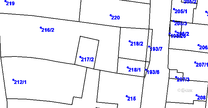 Parcela st. 217/1 v KÚ Šafov, Katastrální mapa