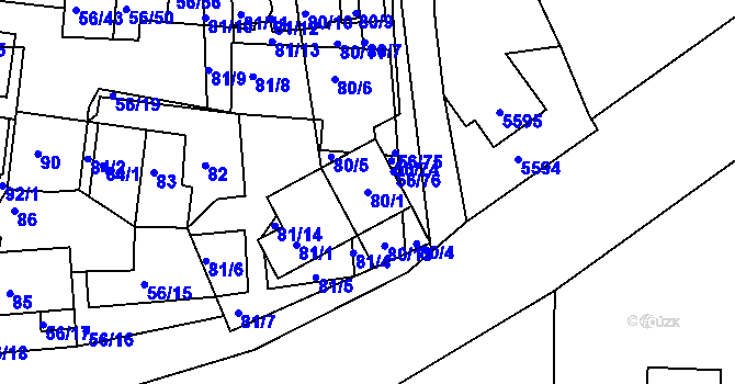 Parcela st. 80/1 v KÚ Šafov, Katastrální mapa