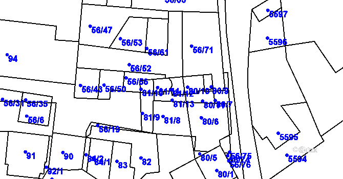 Parcela st. 81/12 v KÚ Šafov, Katastrální mapa