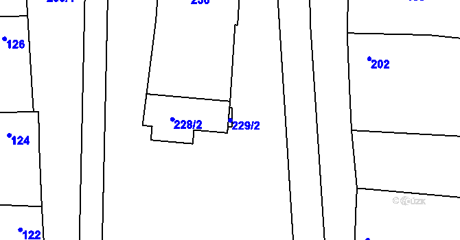 Parcela st. 229/2 v KÚ Šafov, Katastrální mapa