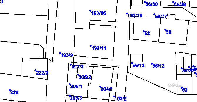 Parcela st. 193/22 v KÚ Šafov, Katastrální mapa