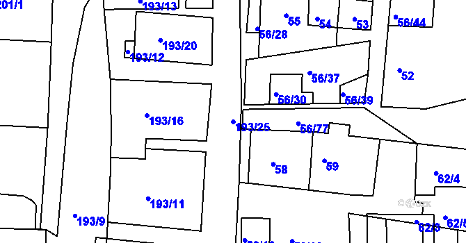 Parcela st. 193/25 v KÚ Šafov, Katastrální mapa