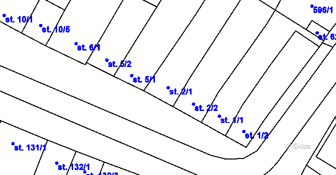 Parcela st. 2/1 v KÚ Šakvice, Katastrální mapa