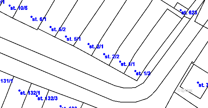 Parcela st. 2/2 v KÚ Šakvice, Katastrální mapa