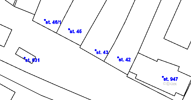 Parcela st. 43 v KÚ Šakvice, Katastrální mapa