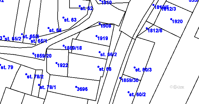 Parcela st. 66/2 v KÚ Šakvice, Katastrální mapa