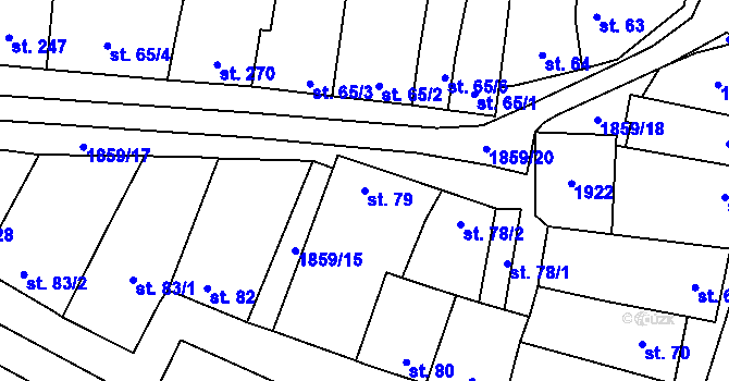 Parcela st. 79 v KÚ Šakvice, Katastrální mapa