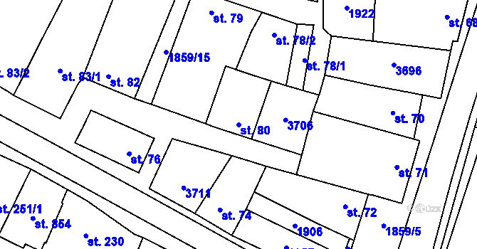 Parcela st. 80 v KÚ Šakvice, Katastrální mapa