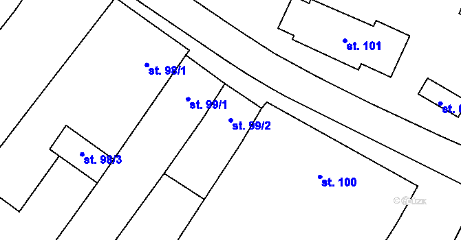 Parcela st. 99/2 v KÚ Šakvice, Katastrální mapa