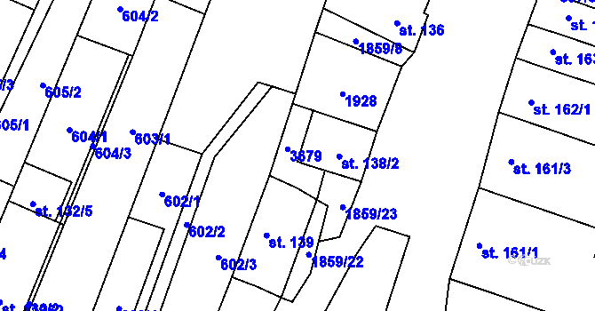 Parcela st. 138/1 v KÚ Šakvice, Katastrální mapa