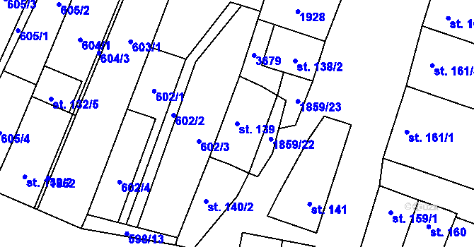 Parcela st. 139 v KÚ Šakvice, Katastrální mapa