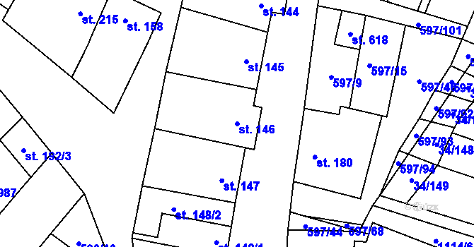 Parcela st. 146 v KÚ Šakvice, Katastrální mapa