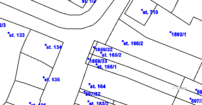 Parcela st. 165/2 v KÚ Šakvice, Katastrální mapa