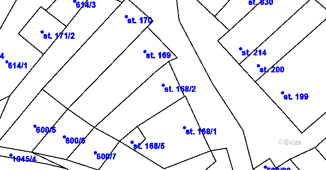 Parcela st. 168/2 v KÚ Šakvice, Katastrální mapa